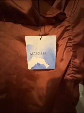 MAJORELLE | Dresses | Majorelle Ruffled Satin Rust Mini Dress | Poshmark
